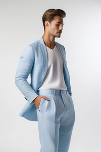 Regular Fit Linen Trouser - 32, Anakiwa Blue
