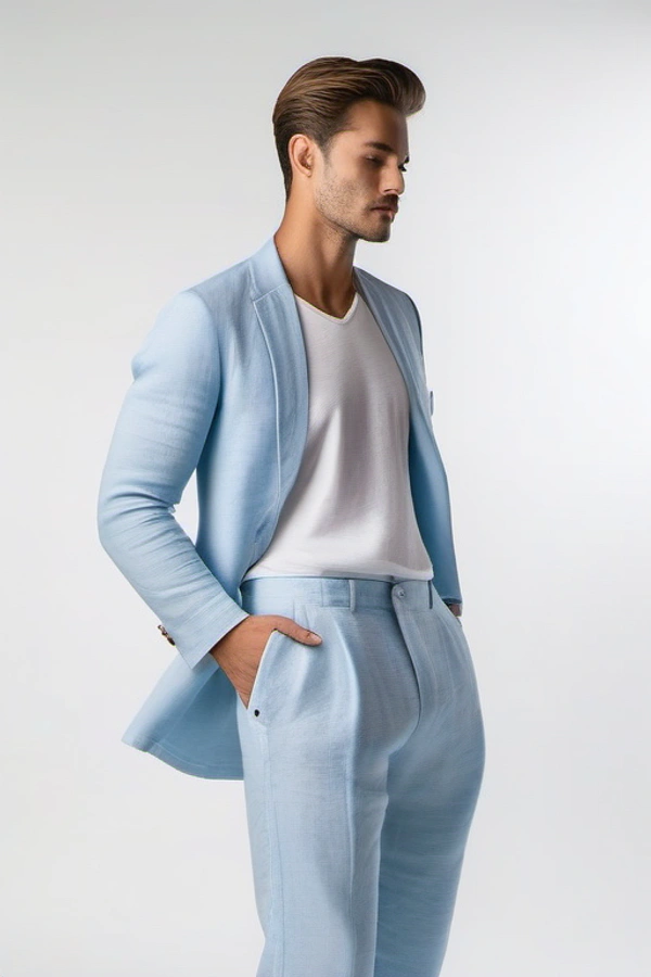 Regular Fit Linen Trouser - 32, Anakiwa Blue
