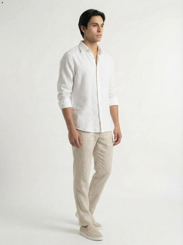 White Serenity European Linen Shirt