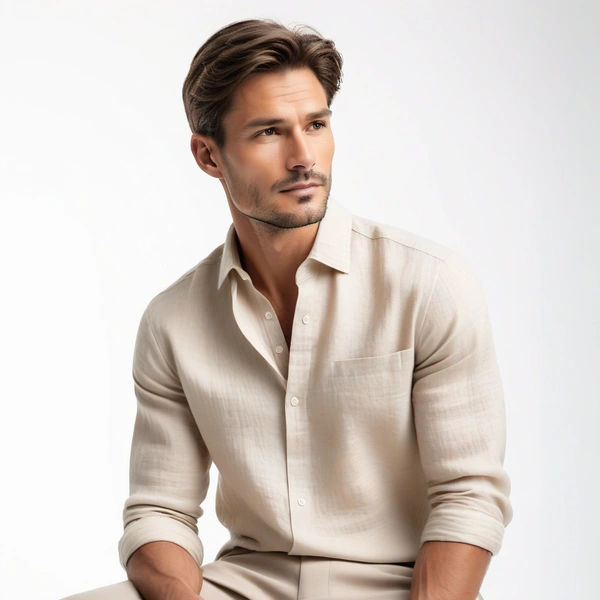 Regular Fit Linen Shirt - L, Beige