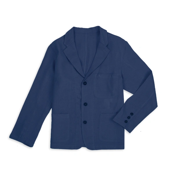 Navy Blue Linen Blazer
