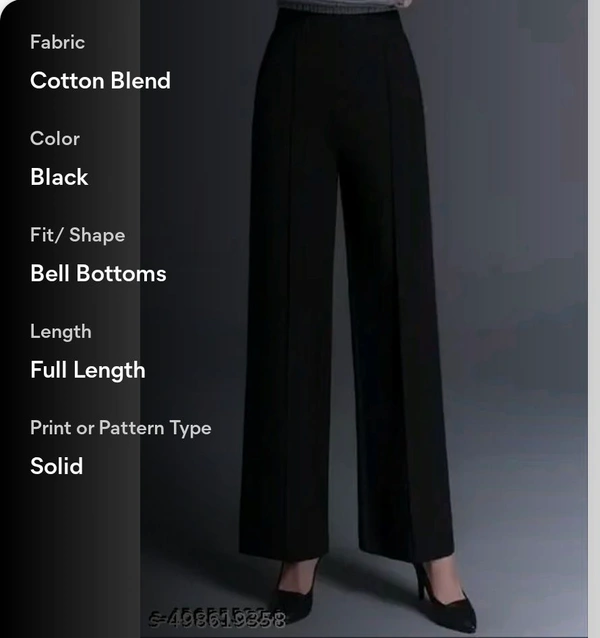 Designer Girls and Women's High Rise Trouser/Pant - Black, S