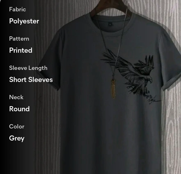 Trendy Men round neck Tshirt - gray, XL