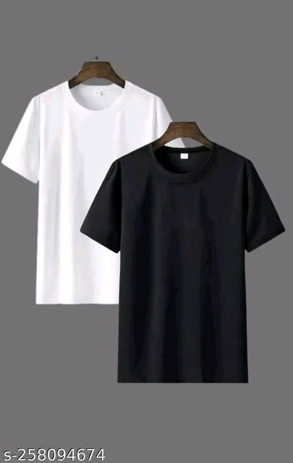 WEARSKY Man Polyester Tshirt Black & White (Pack Of 2) - BLACK & WHITE, M