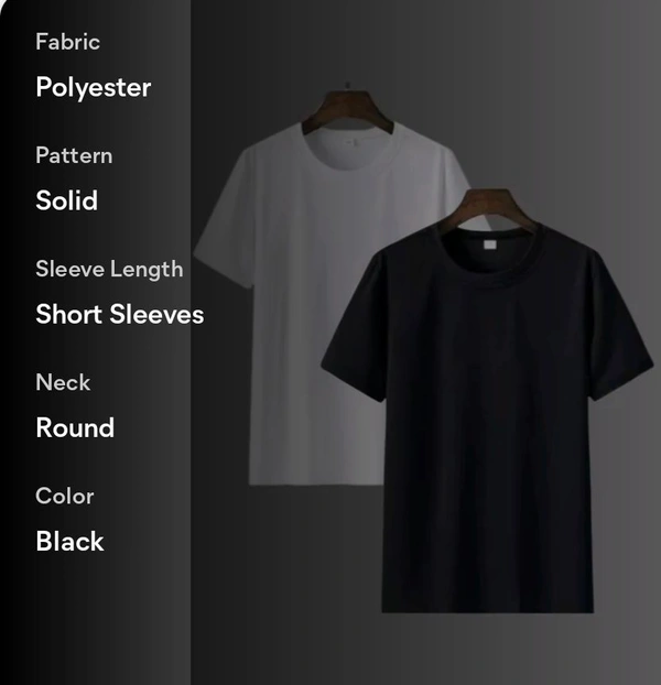 WEARSKY Man Polyester Tshirt Black & White (Pack Of 2) - BLACK & WHITE, L