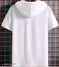 Mens Polyester Tshirt Printed Hood Pettan New Design - White, M