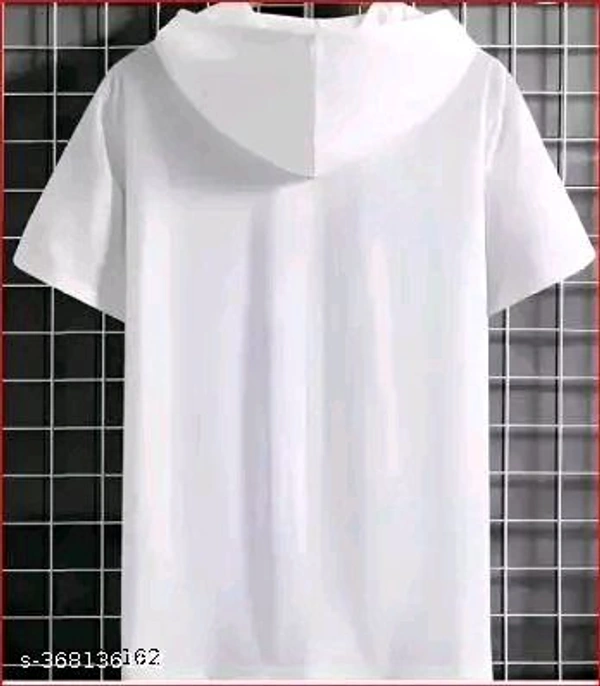 Mens Polyester Tshirt Printed Hood Pettan New Design - White, M