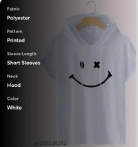 Mens Polyester Tshirt Printed Hood Pettan New Design - White, M