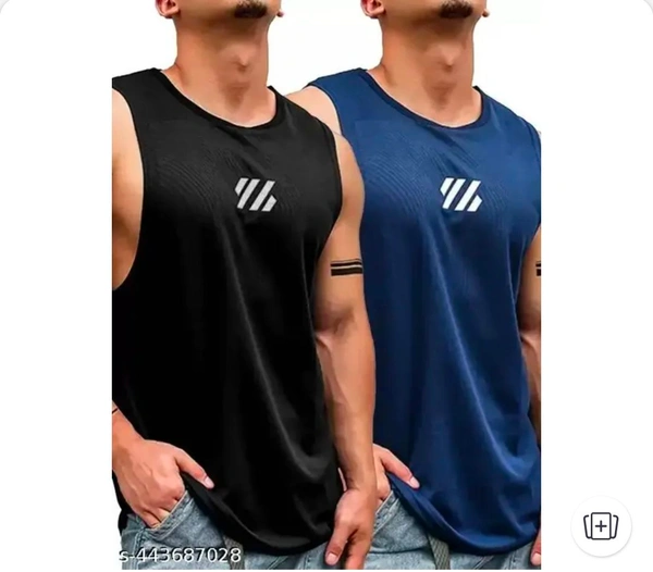 Men's Round Neck Gym Vest / Men Regular Fit Gym Vest / Men Vest Com... - M