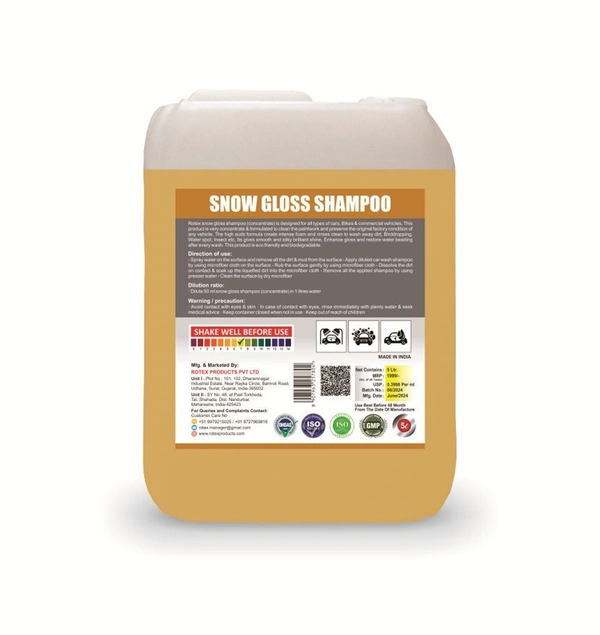 Rotex Products Private Limited Rotex Snow Gloss Shampoo 5ltr - Free, Golden Bell