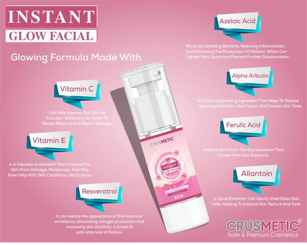 Instant Glow Facial - Parlour Vala Glow Ab Ghar Par, Sirf 5 Minute Mai! - 30 ml