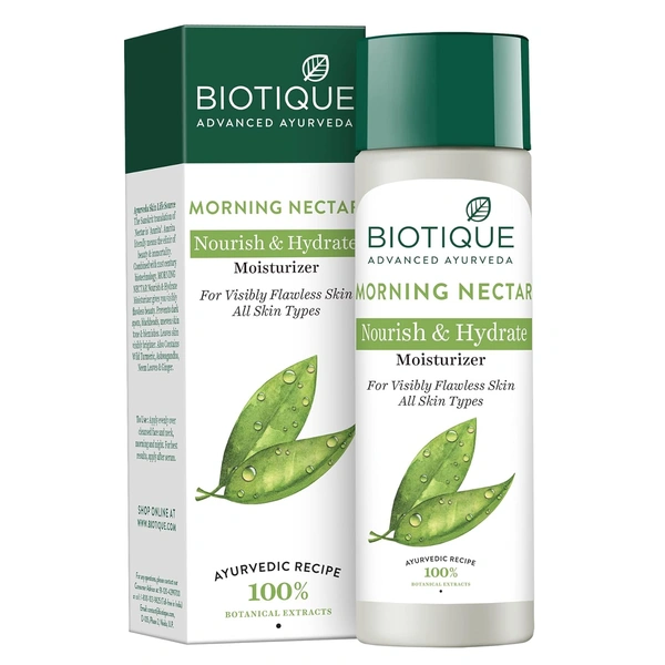 Biotique Morning Nectar Nourish & Hydrates Moisturizer 120ml | For Visibility Flawless Skin | Nourishing & Hydrating Cream | Prevents Dark Spots, Blackheads And Blemishes | Natural Hydration for All Skin Types |