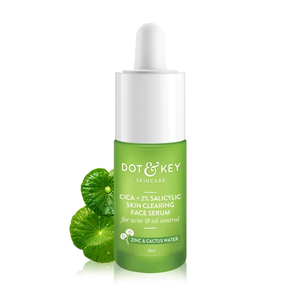 Dot & Key CICA + 2% Salicylic Skin Clearing Face Serum | With Zink & Cactus Water | for Acne & Clear Skin | Serum for Oily ,Acne - Prone Skin & Sensitive Skin | Non Greasy & Non Sticky | 30ml