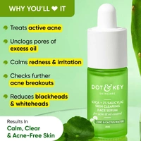Dot & Key CICA + 2% Salicylic Skin Clearing Face Serum | With Zink & Cactus Water | for Acne & Clear Skin | Serum for Oily ,Acne - Prone Skin & Sensitive Skin | Non Greasy & Non Sticky | 30ml