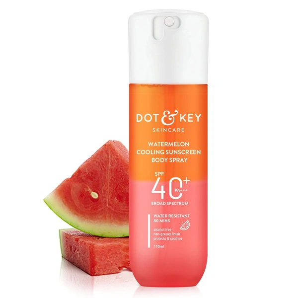 Dot & Key DOT & KEY Watermelon Cooling Sunscreen Body Spray� 110ml  | SPF 40 Pa+++   | Sun Protection Lotion | Broad Spectrum | Alcohol Free | Non Greasy & Sticky  | Cooling Effect |  For All Skin Types