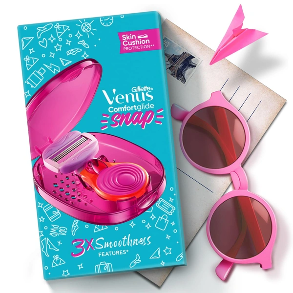 Gillette Venus Snap Women's Razor Pack of 1 with Travel Case| Compact Hair Remover with Avocado Soap Gel Bar