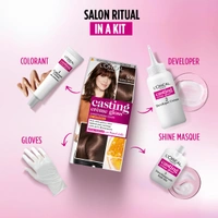 Loreal Paris Casting Creme Gloss Medium Brown 500 Conditioning Hair Color - 87.5g+72ml | No Ammonia | Rich, Ultra Glossy Color | Optical Grey Coverage | Long-Lasting Color| Honey-Infused Conditioner | Salon Like Hair At-home