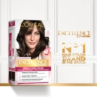 Loreal Paris Excellence Creme  04 Natural Brown 72ml+100g | Triple Care Hair Color | 100% Grey Coverage | Long Lasting Color | Permanent Hair Color for Shiny, Healthy Hair | Natural Brown Hair Dye
