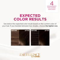 Loreal Paris Excellence Creme  04 Natural Brown 72ml+100g | Triple Care Hair Color | 100% Grey Coverage | Long Lasting Color | Permanent Hair Color for Shiny, Healthy Hair | Natural Brown Hair Dye