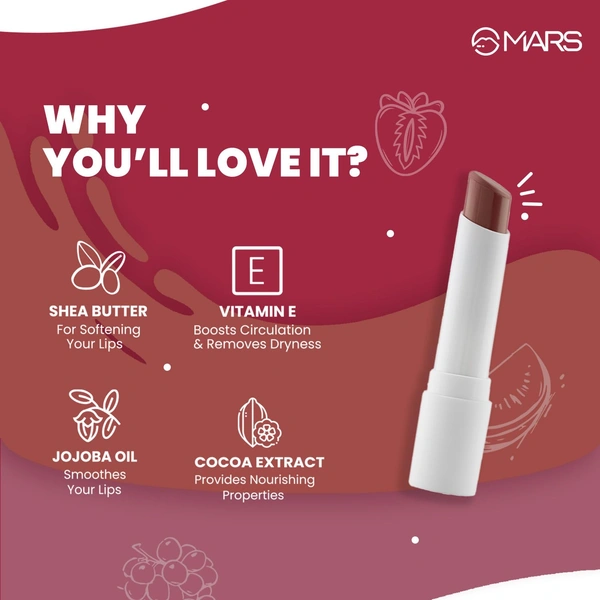 Mars Aqua Splash Tinted Lip Balm 05-GRAPEFRUIT with Shea Butter 3g | Jojoba Oil & Vitamin E | Passion Fruit Flavor | Moisturizing, Non-Sticky & Nourishing for Chapped Lips