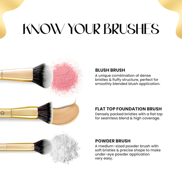 Mars Artists Arsenal 6-Piece Professional Makeup Brush Set | Eyeshadow | Foundation | Blush & Powder Brushes