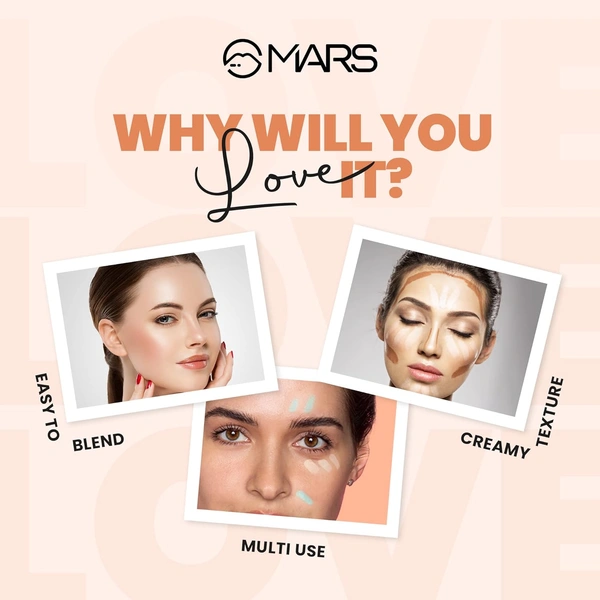 Mars Cover Rangers Creamy Matte Concealer & Corrector Palette 02 Multicolor, 24 gm | Easy-to-Blend | Lightweight Concealer for Face Makeup