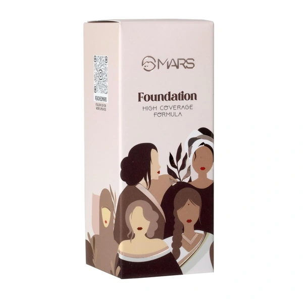 Mars High-Coverage Liquid Matte Foundation (Shade 02, 40ml) | Flawless Finish & Full Coverage