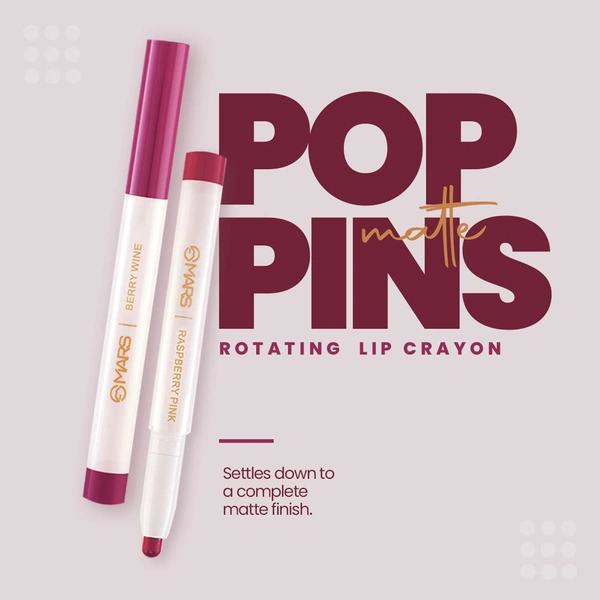 Mars Poppins Long-Lasting Lip Crayon 03-PLUM NIGHT (1.3g) | Matte Finish | Smudge-Proof & Kiss-Proof Lipstick for Women