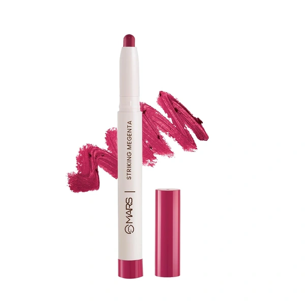 Mars Poppins Long-Lasting Lip Crayon 23-STRIKING MAGENTA (1.3g) | Matte Finish | Smudge-Proof & Kiss-Proof Lipstick for Women