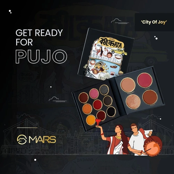 Mars The City Paradise Makeup Kit 04 Kolkata (16g) | 9 Eyeshadows | Highlighter | Blusher | Bronzer & Compact Powder | Highly Pigmented & Blendable