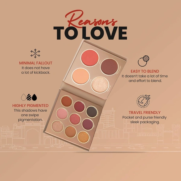 Mars The City Paradise Makeup Kit 04 Kolkata (16g) | 9 Eyeshadows | Highlighter | Blusher | Bronzer & Compact Powder | Highly Pigmented & Blendable