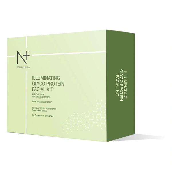 N Plus N + Professional Illuminating Glyco Protein Facial Kit 620g | Enriched with Sugarcane Extracts | with 10 % Glycolic Acid | Exfoliating Skin | Provide Bright & Smooth Skin Texture | For Pigmented & Tanned Skin