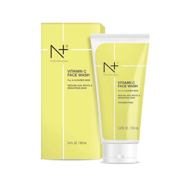N Plus N+ Professional Vitamin C Face Wash-100ml | Reduce Age Spots & Brighten Skin | Pore Cleansing | Oil-Free Cleanser | Hydrating | Paraben Free | For All Skin Types