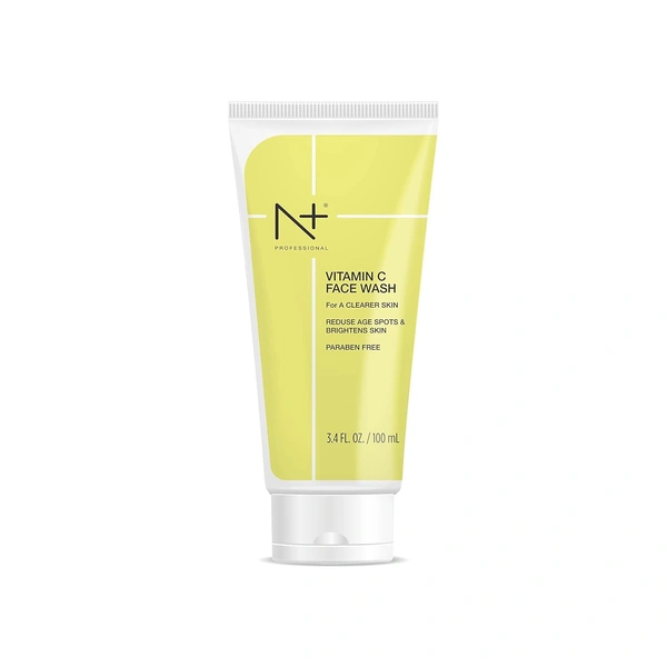 N Plus N+ Professional Vitamin C Face Wash-100ml | Reduce Age Spots & Brighten Skin | Pore Cleansing | Oil-Free Cleanser | Hydrating | Paraben Free | For All Skin Types