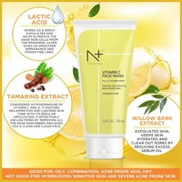 N Plus N+ Professional Vitamin C Face Wash-100ml | Reduce Age Spots & Brighten Skin | Pore Cleansing | Oil-Free Cleanser | Hydrating | Paraben Free | For All Skin Types