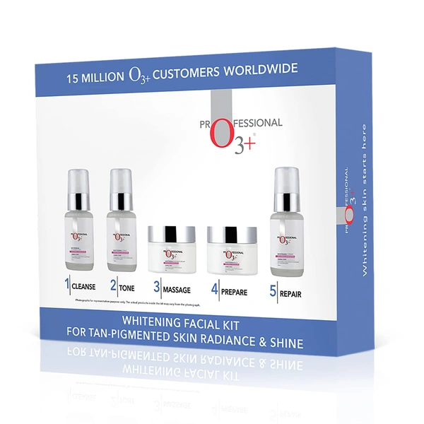 O3+ Professional O3+ Whitening Facial Kit | for Tan-Pigmented Skin | Removes Tan, Lightens Skin Tone & Evens Complexion | Pigmentation Solution Facial | Hydrating Whitening | Suitable for All Skin Types | (100g+150ml)