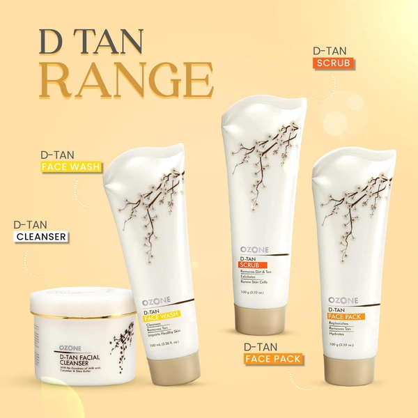 Ozone D-Tan Facial Cleanser 250g | Deep Cleansing & Tan Removal with Cucumber, Shea Butter & Milk | Soft, Smooth & Even Skin Tone | Reduces Skin Tanning | Suitable For All Skin Types