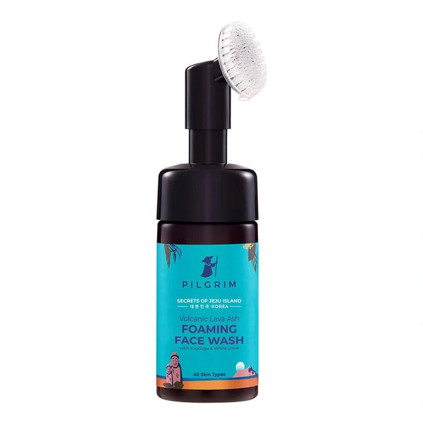 Pilgrim Foaming Face Wash Volcanic Lava Ash with Brush, 120ml | Deep Cleanses, Detoxifies, and Exfoliates for Clear, Healthy Skin.