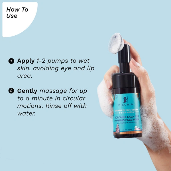 Pilgrim Foaming Face Wash Volcanic Lava Ash with Brush, 120ml | Deep Cleanses, Detoxifies, and Exfoliates for Clear, Healthy Skin.