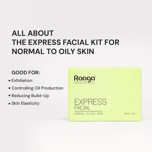 Raaga Professional Express Normal to Oily 6 Step Facial Kit- 35g | Rejuvenates and Revitalises Skin | Spa-like Experience At Home | Instant Glow | Skin Exfoliation | Normal To Oily Skin