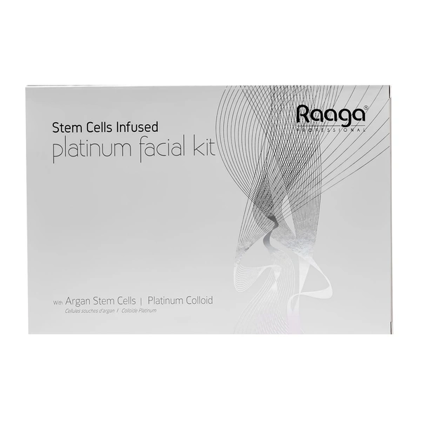 Raaga Professional Stem Cells Infused Platinum 6 Step Facial Kit - 61g | with Argan Stem Cells & Platinum Colloid | Restore Skin Balance | Skin cell regeneration | Suitable for All Skin Types