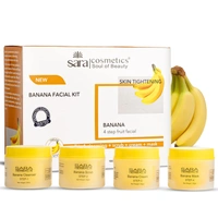 Sara Professional Sara 4-Step Banana Facial Kit (4x50g) | for Soft, Hydrated Skin | All in 1 (cleansing + scrub + cream + mask ) | Alcohol Free Formula | Smooth & Firm Skin | Suitable for All Skin Type