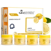 Sara Professional Sara Lemon 4-Step Fruit Facial Kit (4x50g) | for Brightening & Nourishing Skin | All in 1 (cleansing + scrub + cream + mask )|Detoxifying Face Pack | for Radiant Skin | Suitable for All Skin Types