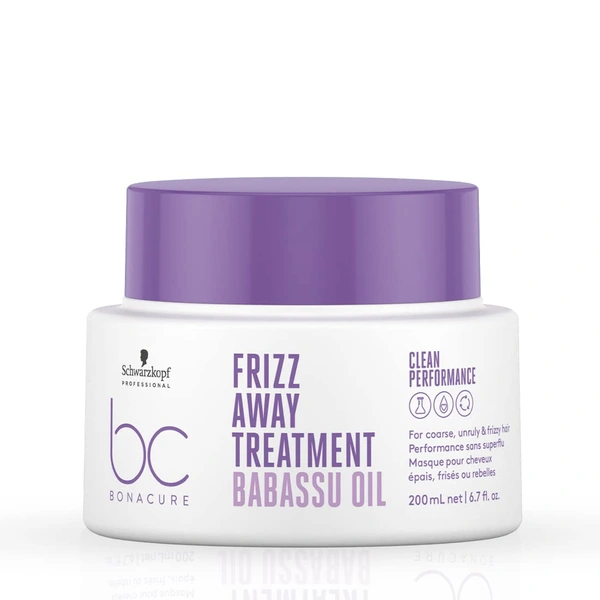 Schwarzkopf Professional Bonacure Frizz Away Treatment with Babassu Oil | for Coarse, Frizzy, Dry Hair | Makes hair soft & silky | Smooth & Control Frizz | 200ml