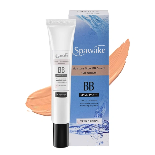 Spawake Moisture Glow BB Cream 30g | SPF27/Pa+++ | Non Clogging to Pores | Dermatologist Tested | Radiant Finish | Sun Protection | For All Skin Types | 01 Light Beige