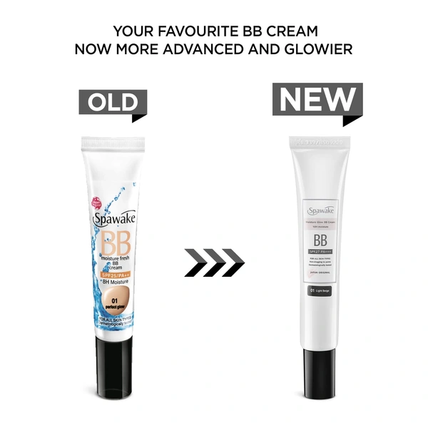 Spawake Moisture Glow BB Cream 30g | SPF27/Pa+++ | Non Clogging to Pores | Dermatologist Tested | Radiant Finish | Sun Protection | For All Skin Types | 01 Light Beige