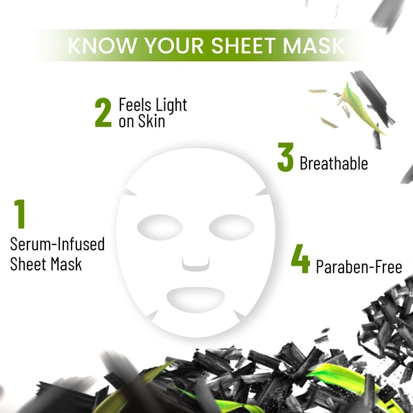 Swiss Beauty Instant Detox Sheet Mask 20ml | With Charcoal & Bamboo | Serum- Infused Sheet Mask | Unclogs Pores, Balances Excess Oil | Detoxifies & Refreshes Skin | Acne-prone skin mask | 20ml
