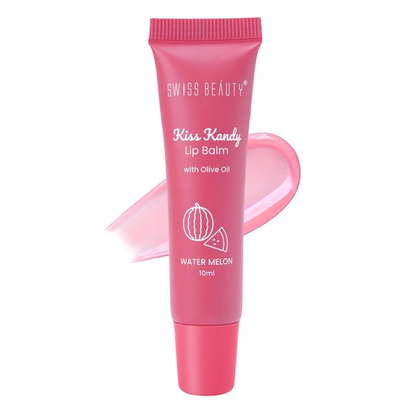 Swiss Beauty Kiss Kandy Lip Balm Water Melon - 10ml | with Olive Oil | Soft & Smooth Lips | Long-lasting Hydration | Non- Sticky & Lightweight .