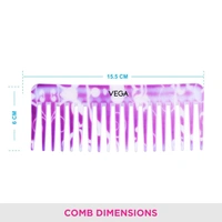 Vega VEGA Lilac Shampoo Hair Comb DC-1268 | Wide-Tooth Comb for Wet Hair | Effortless Detangling & Product Application | Ideal for All Hair Types & Scalp Care