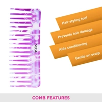 Vega VEGA Lilac Shampoo Hair Comb DC-1268 | Wide-Tooth Comb for Wet Hair | Effortless Detangling & Product Application | Ideal for All Hair Types & Scalp Care